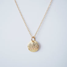 Load image into Gallery viewer, Gold Vermeil Angled Textured Coin on 14K Gold-fill Necklace (Casey) 