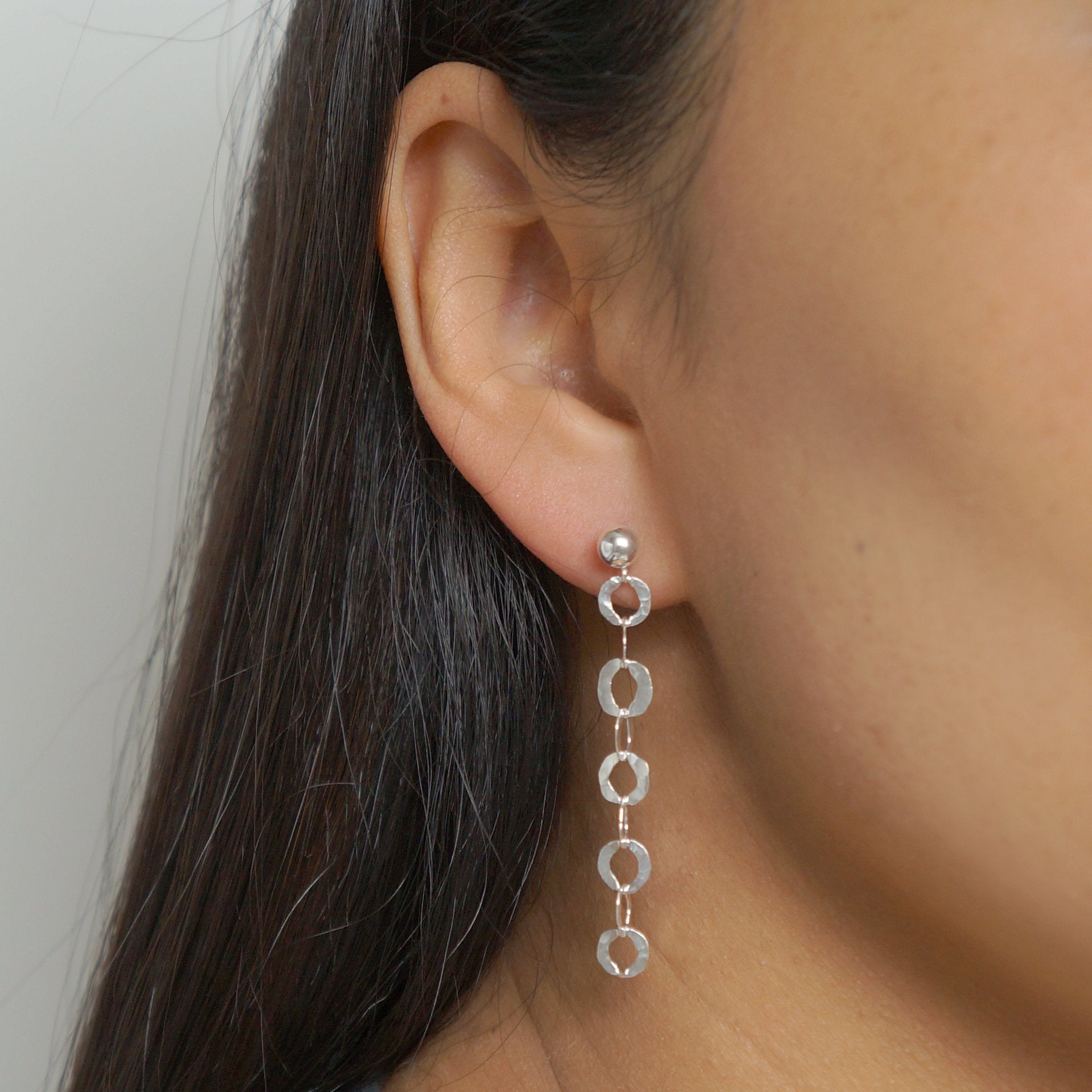 Silver textured earrings on sterling silver studs (Altair) 