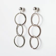 Load image into Gallery viewer, Silver loop earrings on sterling silver studs (Mikos) 