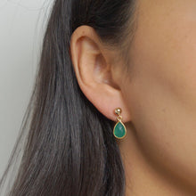 Load image into Gallery viewer, Green Onyx Teardrop Earring on 14K Gold-fill studs (Isla) // Gift for her // Minimalist earring //