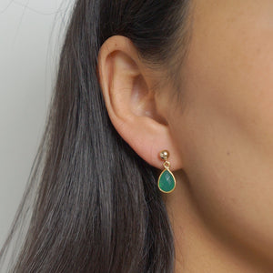 Green Onyx Teardrop Earring on 14K Gold-fill studs (Isla) // Gift for her // Minimalist earring //