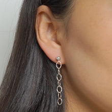 Load image into Gallery viewer, Silver textured loop earrings on sterling silver studs (Germaine) 