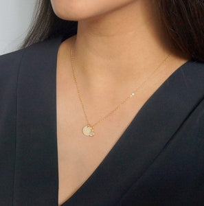 Moonstone and Gold Coin on Gold Necklace (Presley) // Gift for sister // Present for mom // Dainty necklace