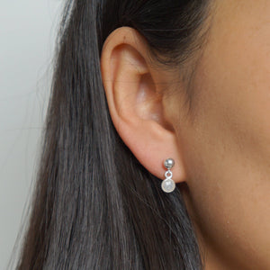 Tiny Moonstone Sterling Silver Studs (Marseille) // Gift for her // Minimalist earring //