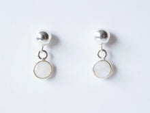 Load image into Gallery viewer, Tiny Moonstone Sterling Silver Studs (Marseille) // Gift for her // Minimalist earring //