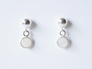Tiny Moonstone Sterling Silver Studs (Marseille) // Gift for her // Minimalist earring //