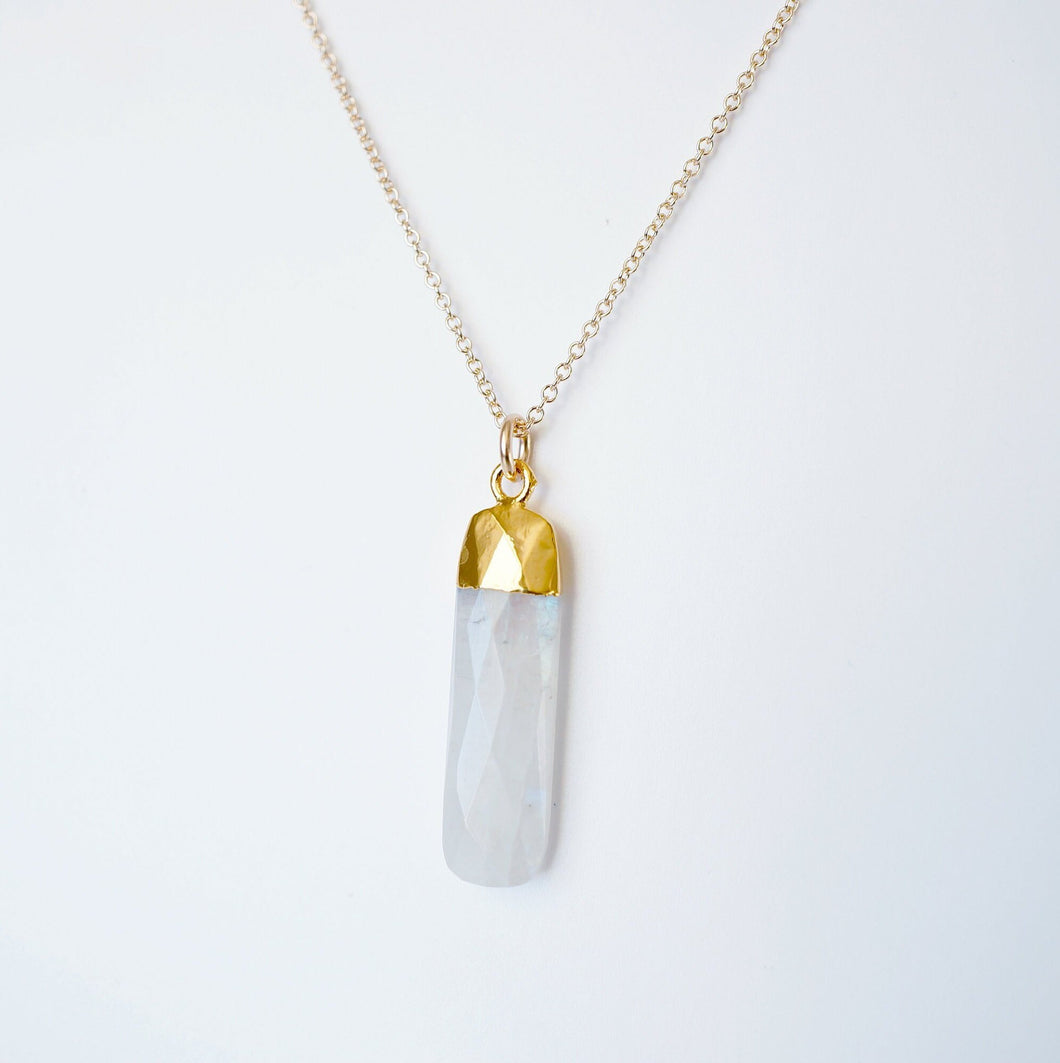 Moonstone Pendant and Gold Necklace (Aspen) // Gift for her // Minimalist jewellery // June birthstone