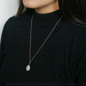 Moonstone Large Teardrop Pendant and Gold Necklace (Jenson) 