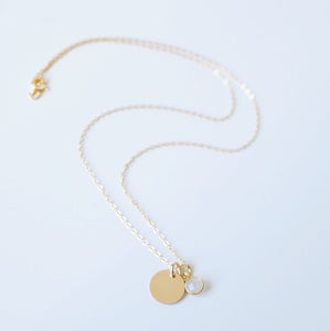 Moonstone and Gold Coin on Gold Necklace (Presley) // Gift for sister // Present for mom // Dainty necklace