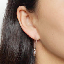 Load image into Gallery viewer, Keshi Pearl Sterling Silver Large Hoop Earrings (Perla) // Gifts for her // Handmade earrings // Minimalist jewelry