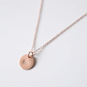 Tiny Heart on Rose Gold Coin - Rose Gold Necklace 