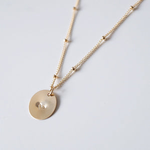 Tiny heart on Gold Coin - 14K Gold-fill Necklace 