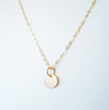 Load image into Gallery viewer, Petite Gold Coin on 14K Gold-fill Necklace (Carey) // Gift for sister // Present for mom // Dainty necklace