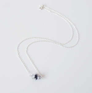 Herkimer Diamond Trio necklace on 14K Gold-fill or Sterling Silver Chain (Camila) // Gift for her // Handmade jewelry // Minimalist jewelry