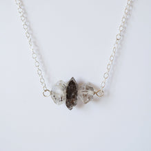Load image into Gallery viewer, Herkimer Diamond Trio necklace on 14K Gold-fill or Sterling Silver Chain (Camila) // Gift for her // Handmade jewelry // Minimalist jewelry