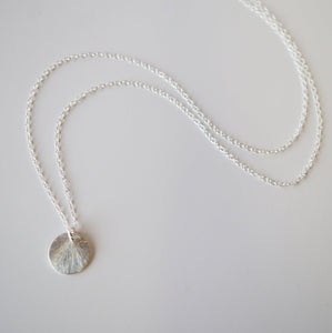 Sterling Silver Textured Coin on sterling silver Necklace (Medium Size) 