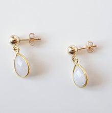 Load image into Gallery viewer, Moonstone Teardrop Earring on 14K Gold-fill studs (Isla) // Gift for her // Minimalist earring //