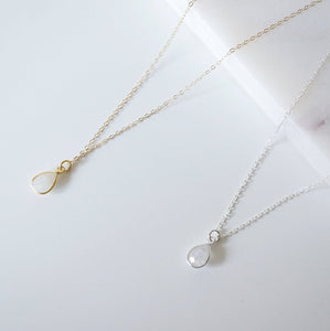 Moonstone Teardrop Sterling Silver Necklace (Isla) // Gift for her // Minimalist necklace //