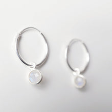 Load image into Gallery viewer, Peridot gemstones on Silver Hoop Earrings (Valais) // Gifts for her // Minimalist jewelry