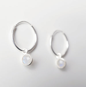 Moonstone Sterling Silver Hoop Earrings (Valais) // Gifts for her // Handmade earrings // Minimalist jewelry