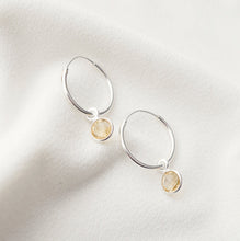 Load image into Gallery viewer, Moonstone Sterling Silver Hoop Earrings (Valais) // Gifts for her // Handmade earrings // Minimalist jewelry