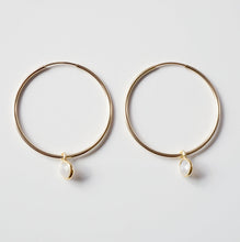 Load image into Gallery viewer, Moonstone Gold Large Hoop Earrings (Valais) // Gifts for her // Handmade earrings // Minimalist jewelry