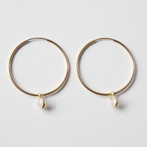 Moonstone Gold Large Hoop Earrings (Valais) // Gifts for her // Handmade earrings // Minimalist jewelry