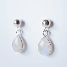 Load image into Gallery viewer, Moonstone Teardrop Earring on Sterling Silver studs (Isla) // Gift for her // Minimalist earring //