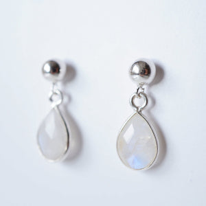 Moonstone Teardrop Earring on Sterling Silver studs (Isla) // Gift for her // Minimalist earring //