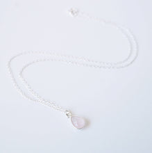Load image into Gallery viewer, Rose Quartz Teardrop Sterling Silver Necklace (Arosa) // Gift for her // Minimalist jewellery //