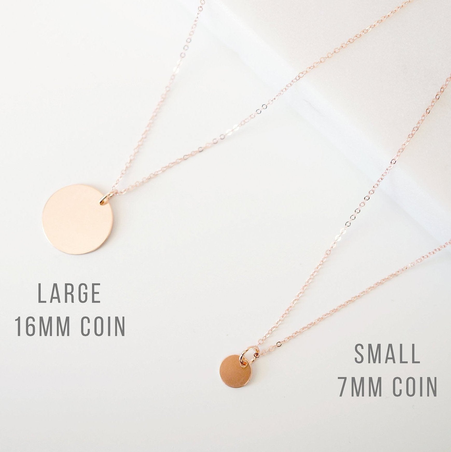 Rose Gold Coin on Rose Gold Necklace (Dakota) 