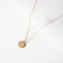 Load image into Gallery viewer, Rose Gold Coin on Rose Gold Necklace (Melanie) // Medium coin // Gift for sister // Present for mom // Dainty necklace