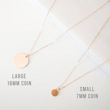 Load image into Gallery viewer, Tiny Rose Gold Coin on Rose Gold Necklace (Carey) 