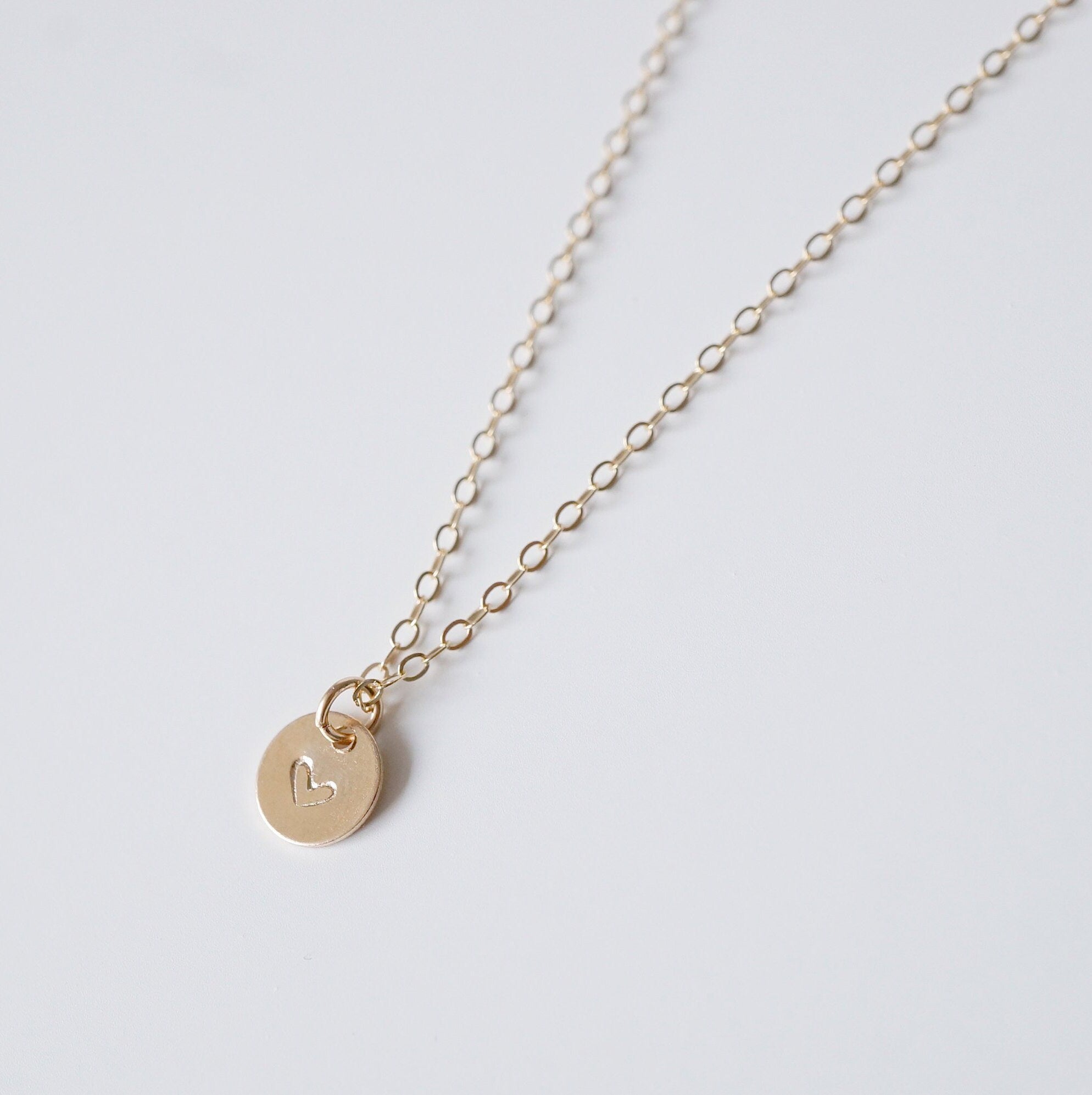 Tiny Personalized Gold Coin on 14K Gold-fill Necklace (Carey) // Gift for sister // Personalized necklace // Personalized gift