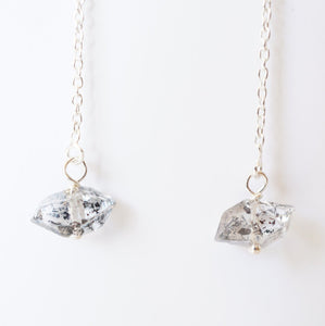 Herkimer Diamond and Sterling Silver Threader Earrings (Emery) // Gifts for her // Handmade jewelry // minimalist earrings