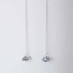 Herkimer Diamond and Sterling Silver Threader Earrings (Emery) // Gifts for her // Handmade jewelry // minimalist earrings