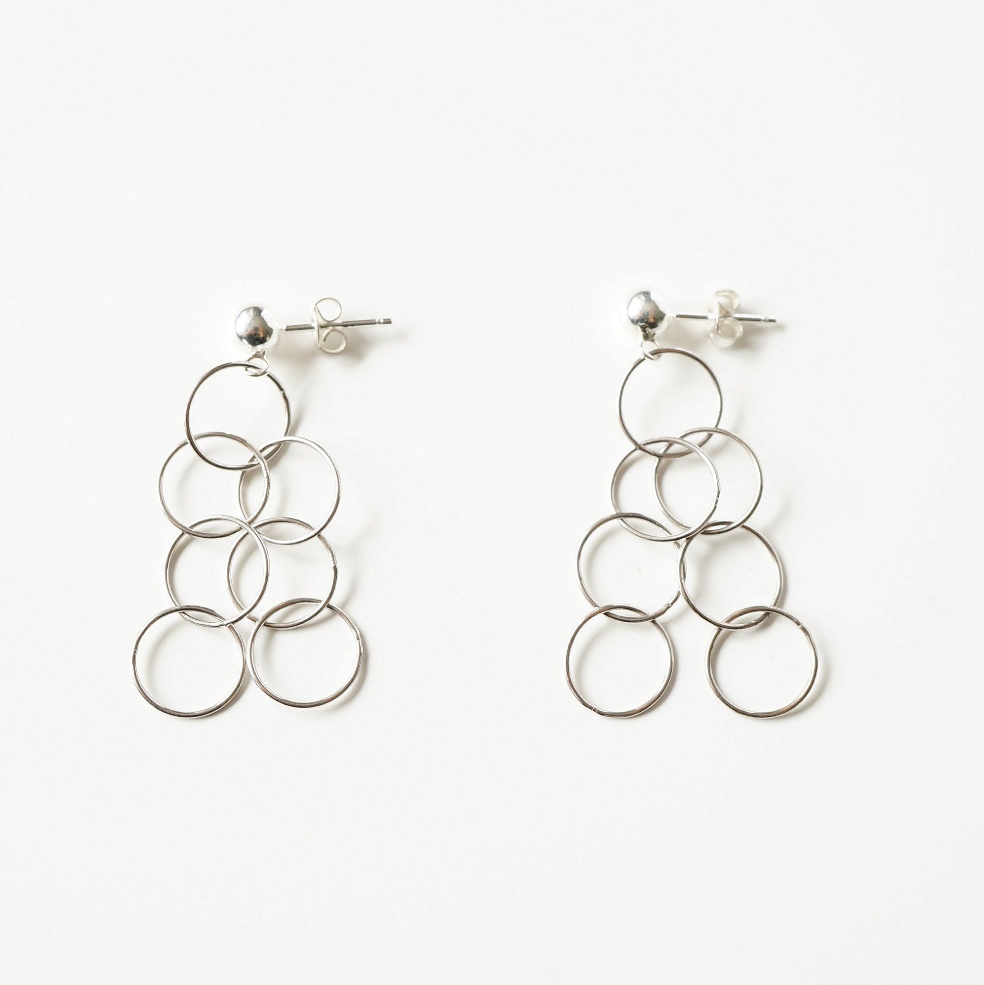 Silver loop earrings on sterling silver studs (Sirius) 