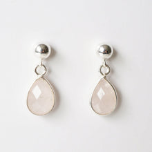 Load image into Gallery viewer, Pink Rose Quartz Teardrop Earring on Sterling Silver studs (Isla) // Gift for her // Minimalist earring //