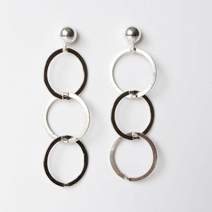 Silver loop earrings on sterling silver studs (Mikos) 