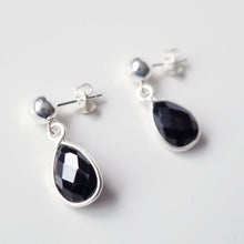 Load image into Gallery viewer, Black Spinel Teardrop Earring on Sterling Silver studs (Isla) // Gift for her // Minimalist earring //