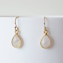 Load image into Gallery viewer, Moonstone Teardrop Earring on 14K Gold-fill wires (Isla) // Gift for her // Minimalist earring //