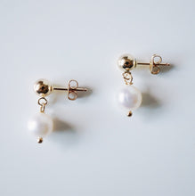 Load image into Gallery viewer, Pearl Gold Stud Earrings (Kay) // Gifts for her // Handmade earrings // Minimalist jewelry