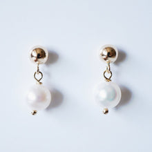 Load image into Gallery viewer, Pearl Gold Stud Earrings (Kay) // Gifts for her // Handmade earrings // Minimalist jewelry