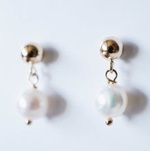 Load image into Gallery viewer, Pearl Gold Stud Earrings (Kay) // Gifts for her // Handmade earrings // Minimalist jewelry