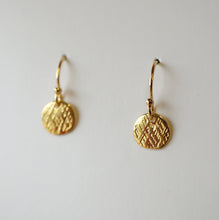 Load image into Gallery viewer, Tiny Gold Coin Textured Earrings with 14K Gold-fill Earwires (Casey) // Gold plated silver // Gifts for her // Minimal earrings