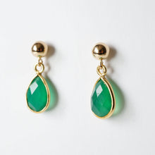 Load image into Gallery viewer, Green Onyx Teardrop Earring on 14K Gold-fill studs (Isla) // Gift for her // Minimalist earring //