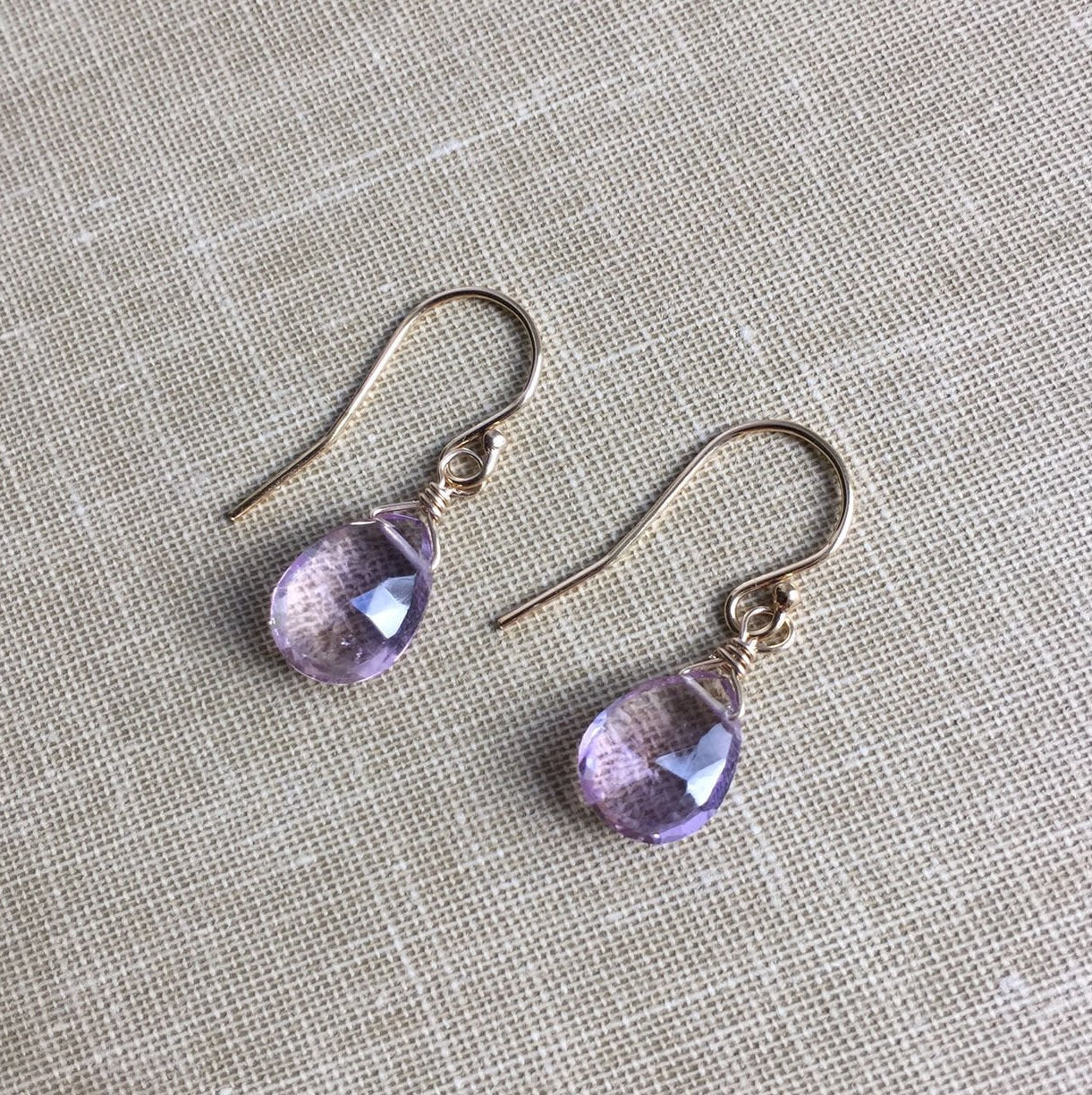 Violet Ametrine Gemstone Earrings with 14K Gold-fill Earwires (Cecile) 