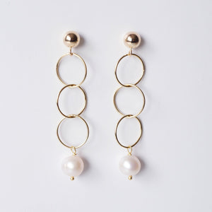 Pearl and Gold loop earrings on 14K Gold filled studs (Posie) 