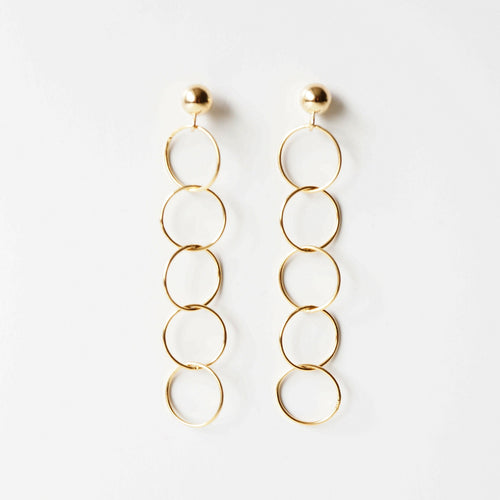 Gold loop earrings on 14K Gold studs (Luxa) 
