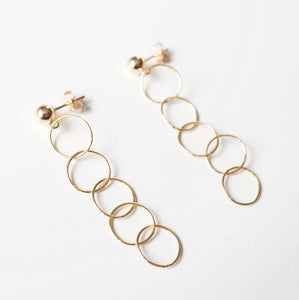 Gold loop earrings on 14K Gold studs (Luxa) 